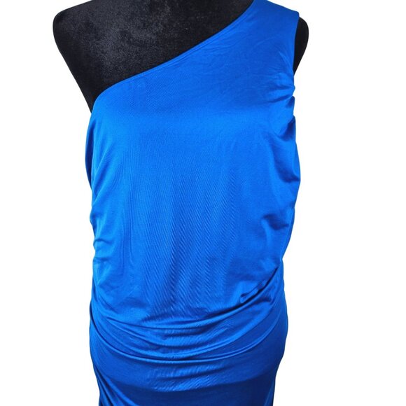 Pretty Garden Womens Elegant One Shoulder Blue Ruched Dress Size XL Party - Picture 4 of 8